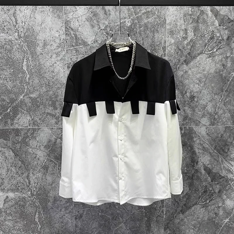 2025 Summer New Korean Style Trendy Fashion Long Sleeve Shirt Daily Spring Autumn Loose Casual Striped Shirt for Men