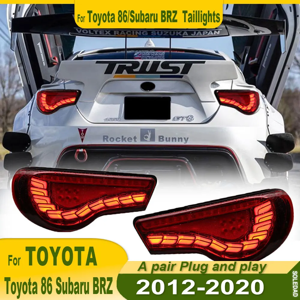 A Pair LED Tail Light Assembly for Toyota 86 GT Subaru BRZ 2012-2020 Tail Lights Plug and Play with Full LED Rear Taillights