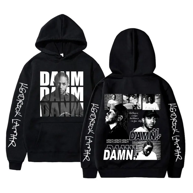

Rapper Kendrick Lamar Album DAMN Graphic Hoodie Men Hip Hop Oversized Hooded Pullover Fashion Pop Music Sweatshirt Streetwear