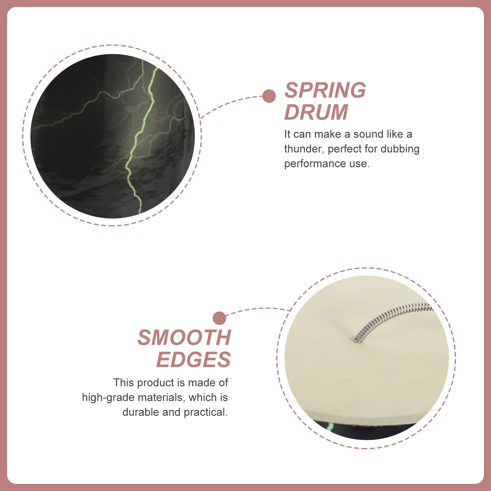 Thunder Drum Spring Percussion Instrument For Kids Smooth Edge Musical Plaything Educational Dubbing Early Learning