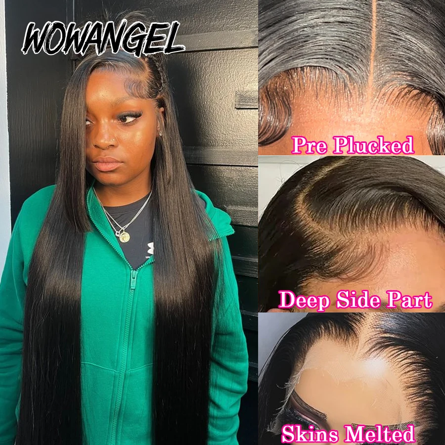 Wow Angel HD Lace Full Frontal Wigs 250% Straight 5x5 HD Lace Closure Wig Human Hair Wigs Skins Melted Remy Brazilian For Woman
