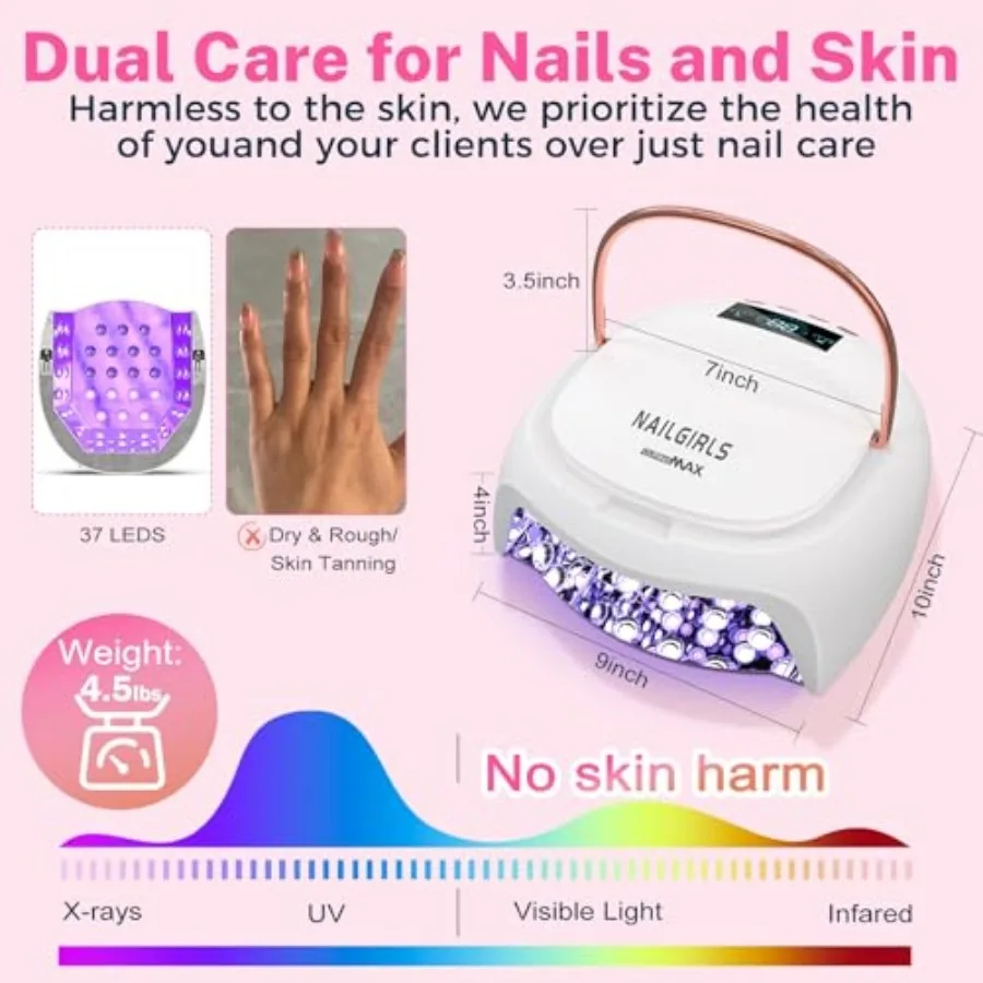 80W UV LED Nail Lamp, Auto-Sensor LCD Display, UV Light for Gel Nails with 4 Timers Flash Cure for Gel Polish, Professional Nai view 5