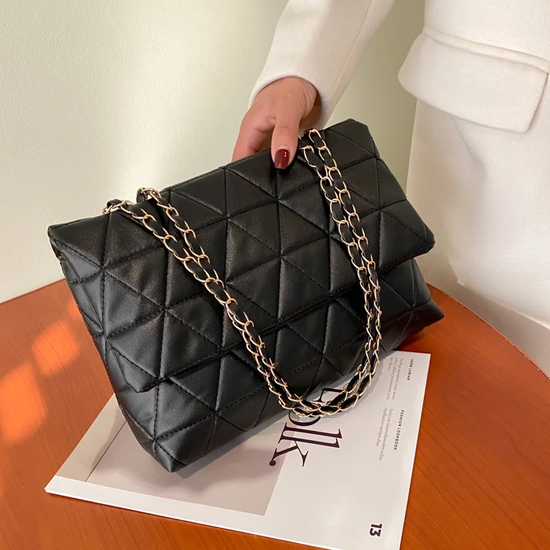 

Embroidery Plaid Flap Shoulder Bag, Casual Chain Strap Crossbody Bags For Women Commuting & Daily Used