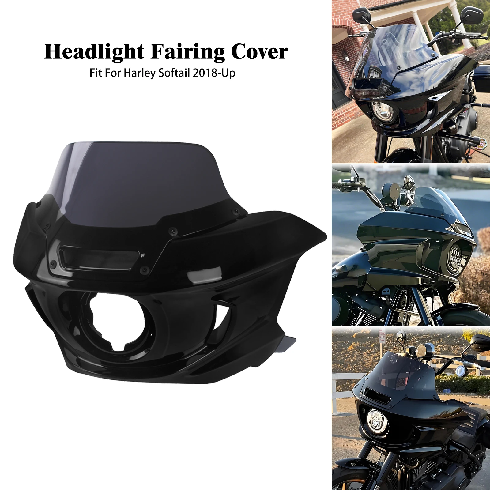 

Motorcycle Headlight Fairing Cover Front Mask Cowl Mount For Harley Softail Street Bob Fat Boy Breakout 18-Up Low Rider ST Dyna