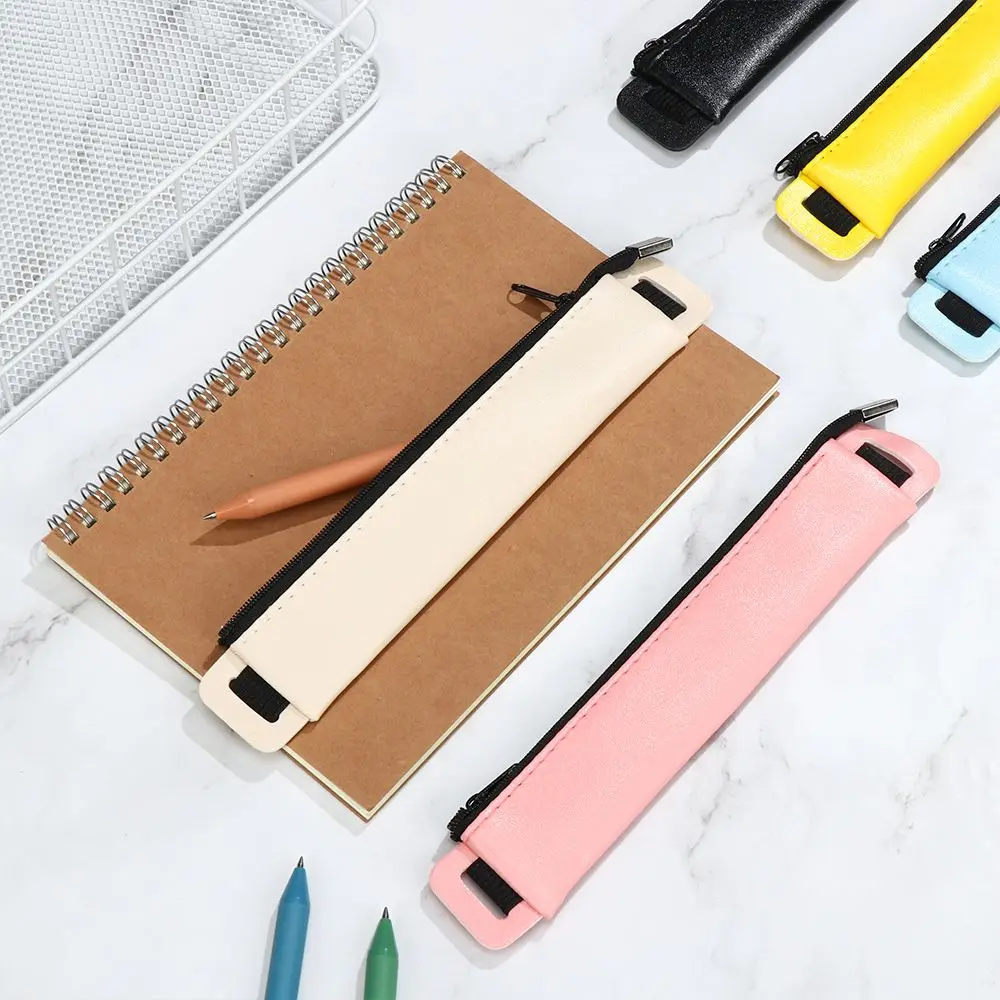 Luxury PU Leather Elastic Buckle Pencil Case Book Notebook Pen Bag Touch Screen Pen Cover Office Meeting Easy Carry Stationery