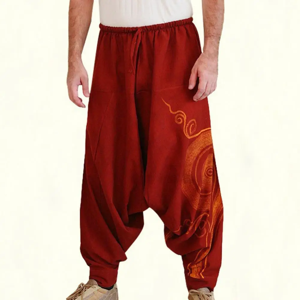 

Terrific Men Trousers Elastic Waist All Match Retro Special Spring Harem Trousers