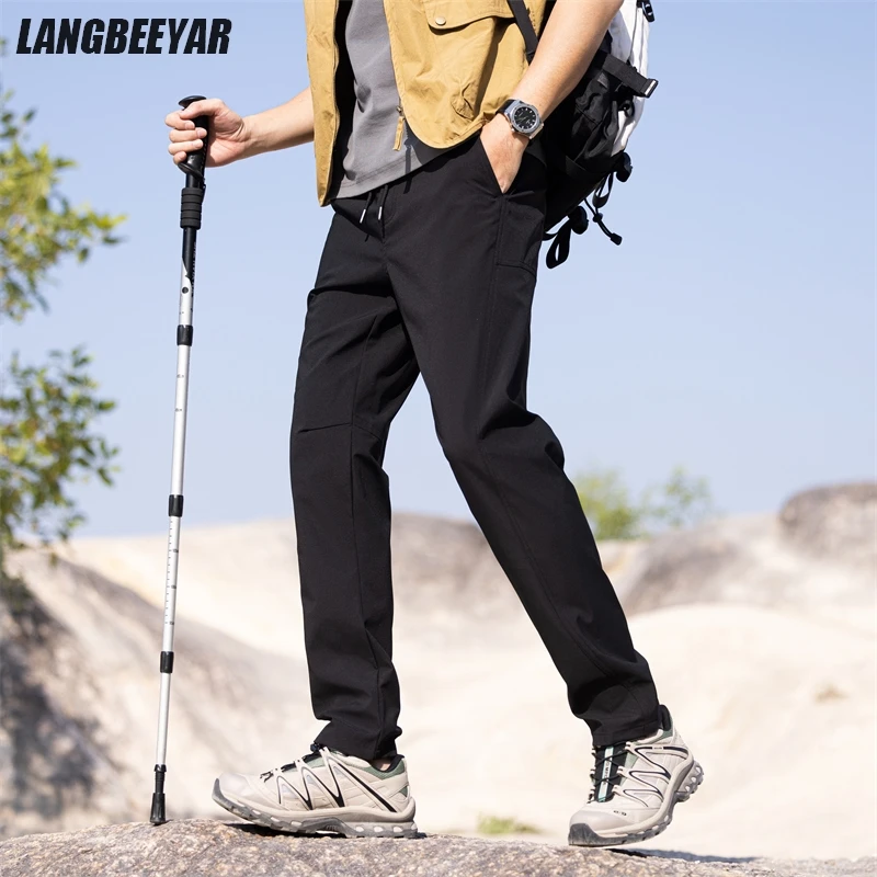 

Премиум против морщин, новые брендовые повседневные модные прямые дышащие мужские брюки с ремешками, мягкие спортивные длинные брюки на открытом воздухе, повседневные брюки