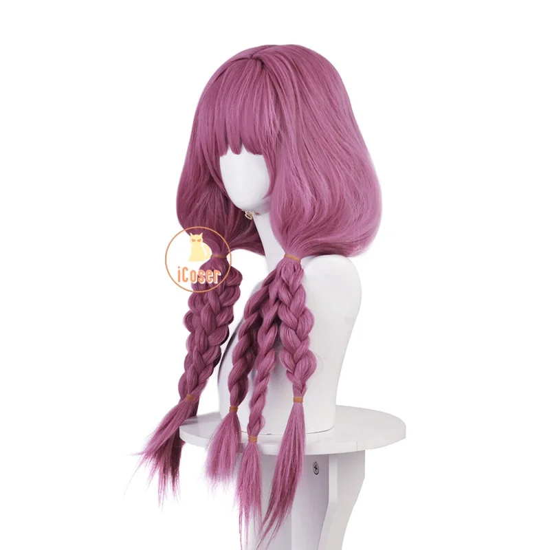 هالة شعر مستعار تأثيري أنيمي فريرين بيوند رحلة نهاية الأرجواني طويل الشعر جديلة أغطية الرأس حفلة الهالوين للنساء الدعائم الإكسسوارات