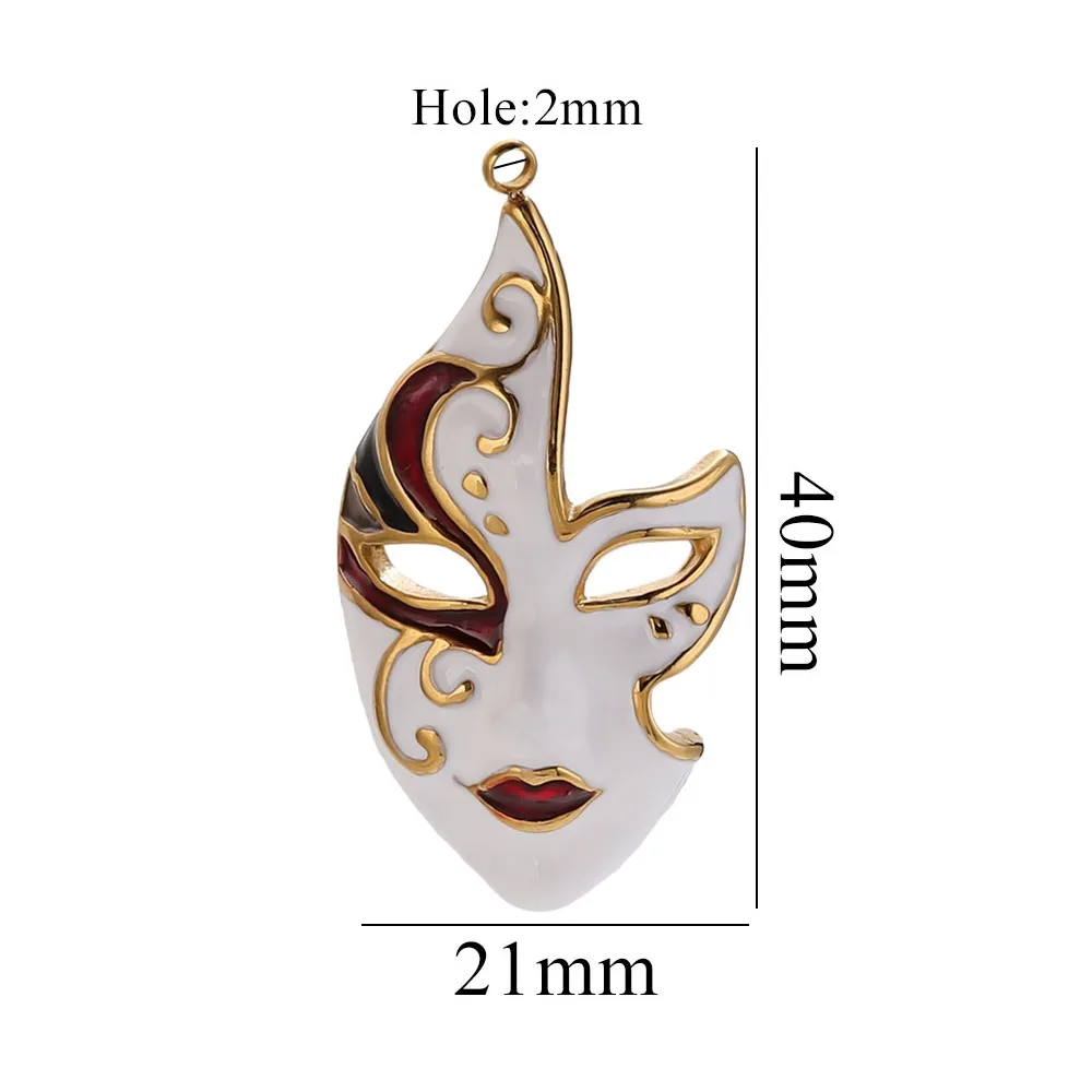 Chinese Peking Opera Mask Pendant Water Drop Evil Eye DIY Charms Stainless Steel 3 Styles Necklace Making Connector