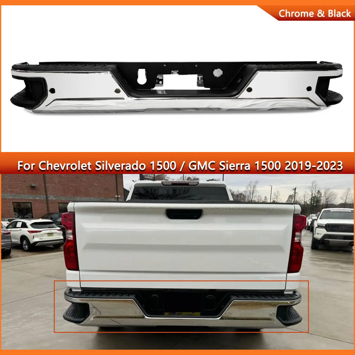 

Для Chevrolet Silverado 1500 GMC Sierra, диффузор заднего бампера, губа 2019 2020 2021 2022 2023, сенсорные отверстия, хвостовой спойлер, накладка на бампер