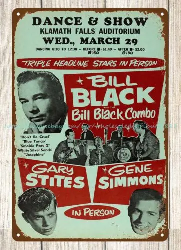 1961 Bill Black Combo Klamath Falls Auditorium Concert Poster metal tin sign