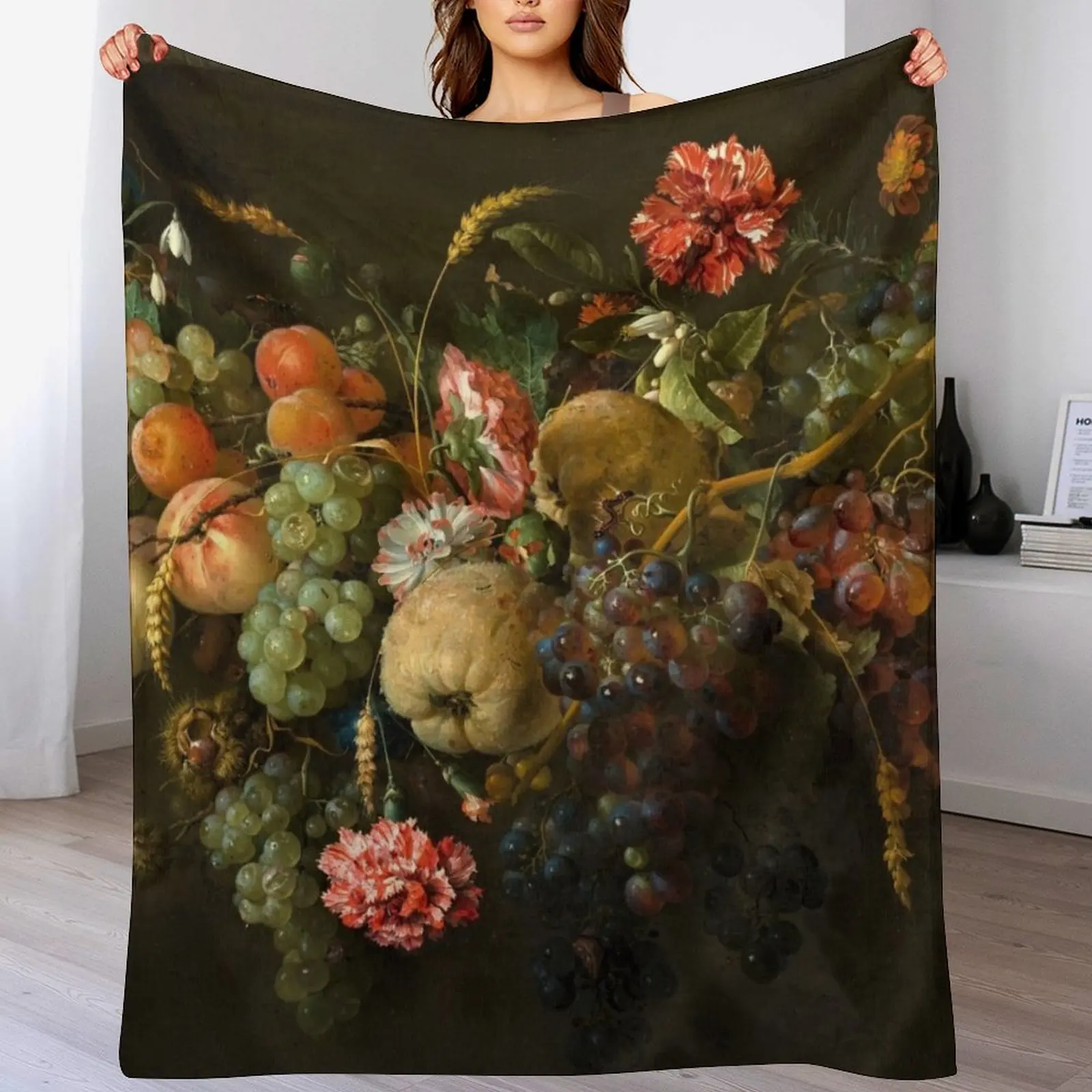 

Jan Davidsz. de Heem - Garland of Fruit and Flowers Throw Blanket For Sofa Thin halloween christmas decoration Blankets