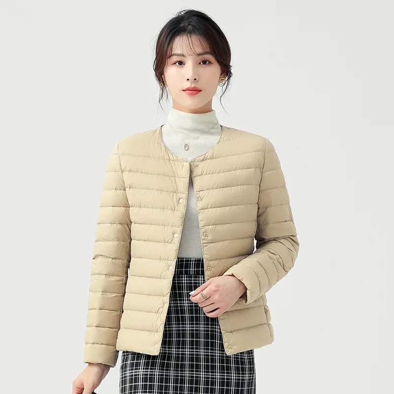 Chaqueta de plumón corta ligera para mujer, modelo fino y cálido a la moda, chaleco de manga larga con núcleo interior, novedad de Otoño Invierno