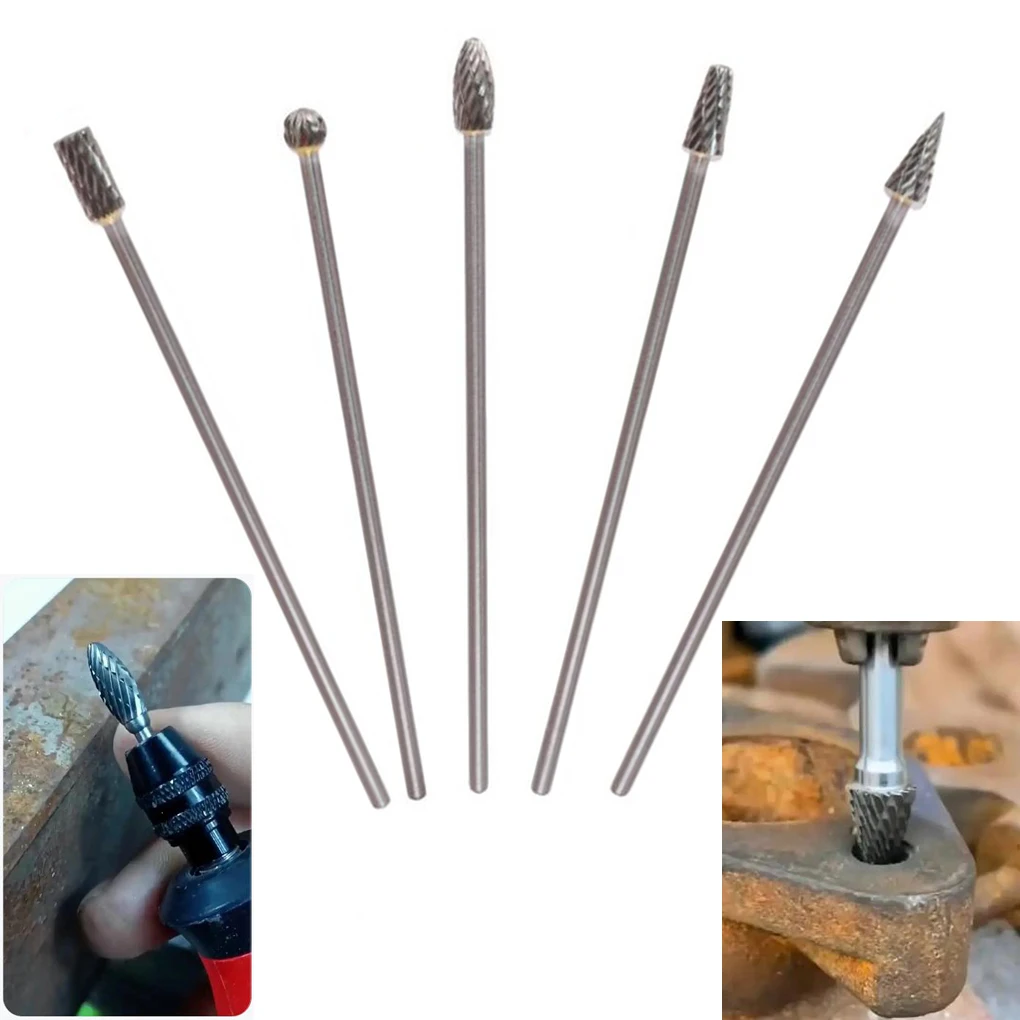 5 stks Roterende Bramen Met 1/8 Inch Schacht 100mm Lange Single Cut Head Roterende Bramen Frezen Voor Metaalbewerking slijpen Lassen Set