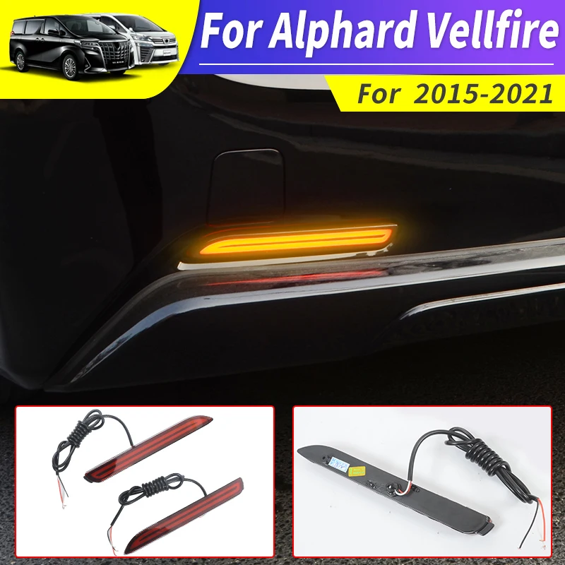 2015-2021 For Toyota Alphard Vellfire 30 Rear Fog Light of Automotive Modified Bumper Reflector Lamp Stop Lamp Accessories