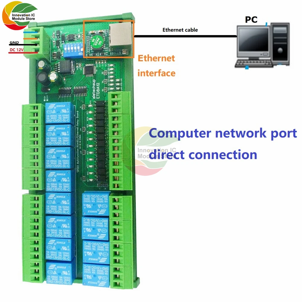 Imagem -03 - Dio Ethernet Rs485 Módulo de Interruptor Relé Modbus Rtu Tcp ip Controlador de Rede Plc Placa de Expansão 12v 24v In1 12