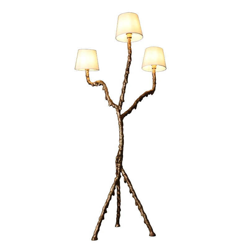 

Italian all-copper living room floor lamp light luxury retro art designer tree branch humanoid study vertical floor lamp