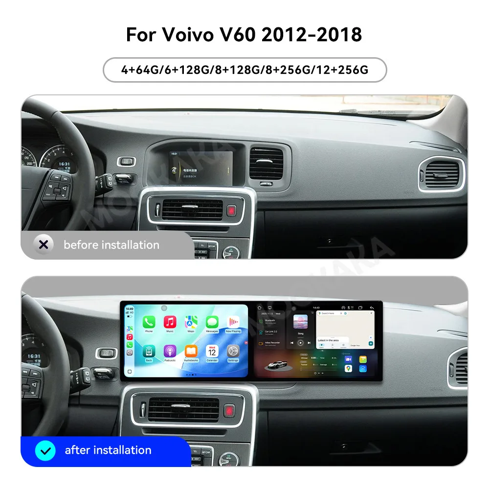 

Автомобильный радиоприемник с двойным экраном 9,1 дюйма для Voivo V60 2012 2013-2018 Android Auto Мультимедийный плеер Navi GPS Carplay Auto WIFI DSP Carplay