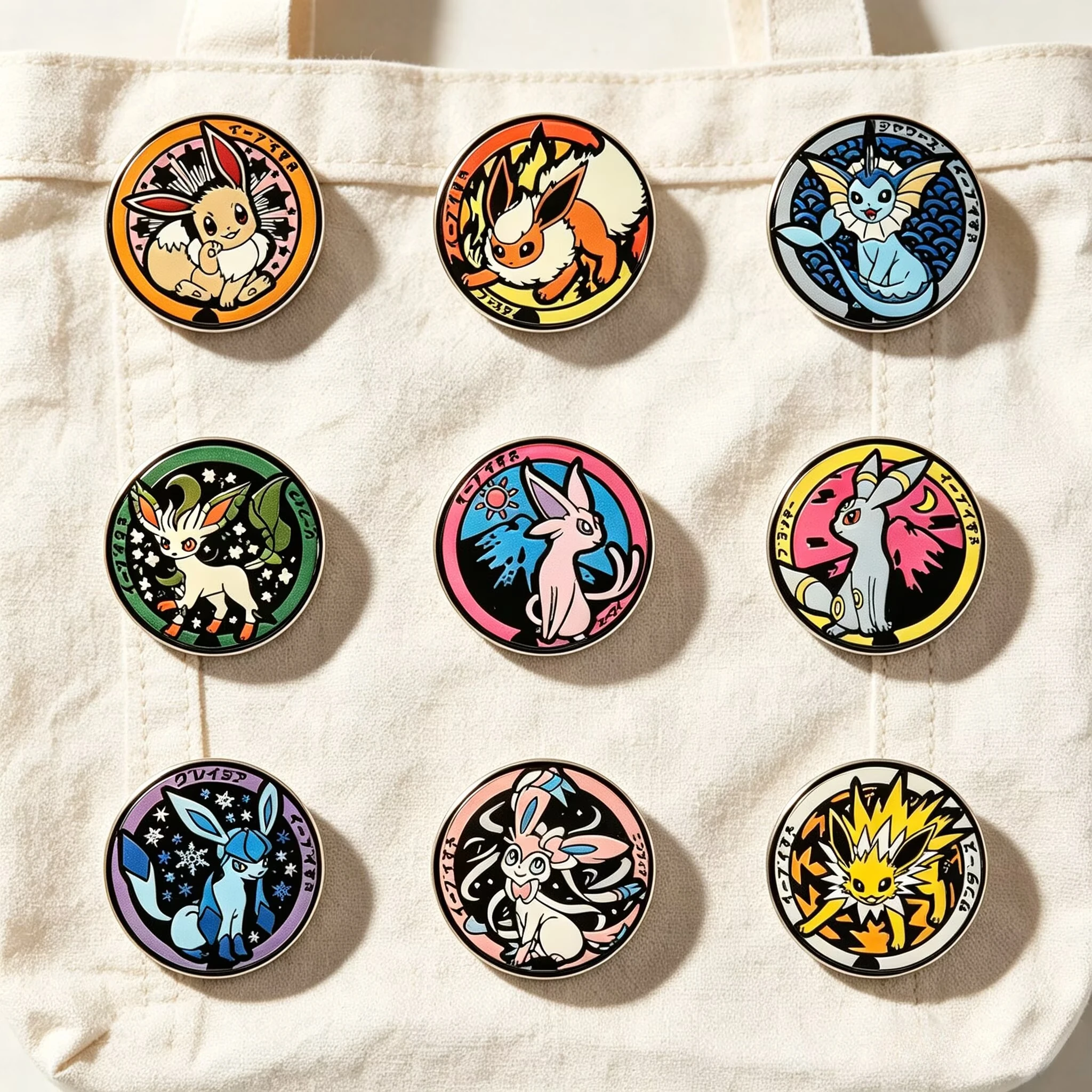 9pcs/Set Eeveelutions Enamel PinsCute Eevee Family Metal Brooches, Cartoon Anime Lapel Pins for Backpack Clothing Decor