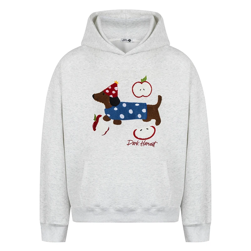 

Autumn Mens Pullover Hoodies Hip Hop Cute Dachshund Embroidery Tracksuit Streetwear Harajuku Casual Fashion Hooded Sweatshirts