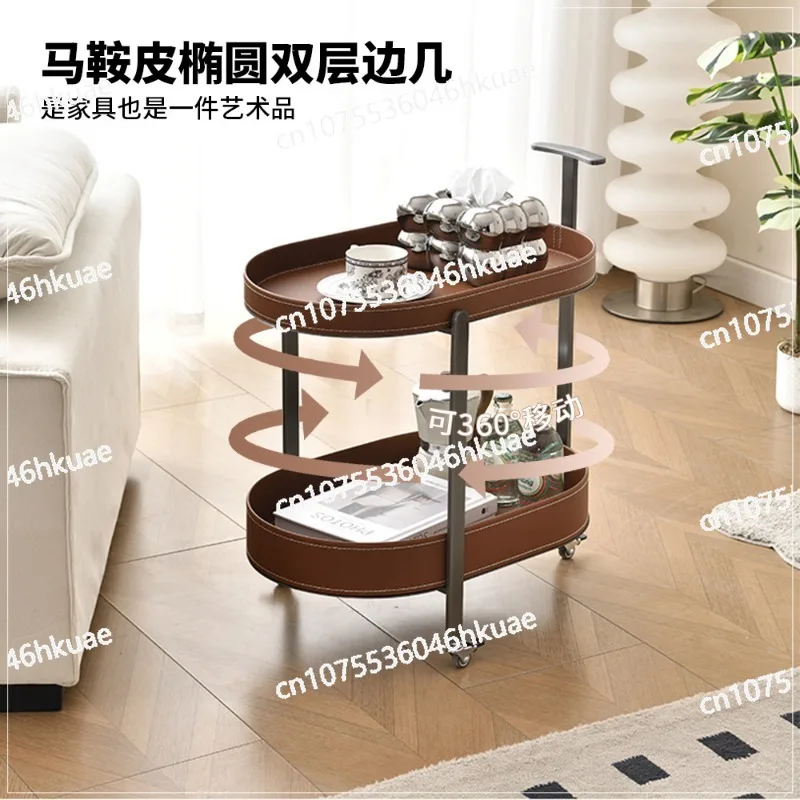 Movable Coffee Table with Wheels for Living Room, Doubling As A Storage Rack and Acting As A Side Trolley for Sofa