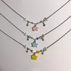 Lovely star exquisite beaded pendant necklace, kawaii, creative gift