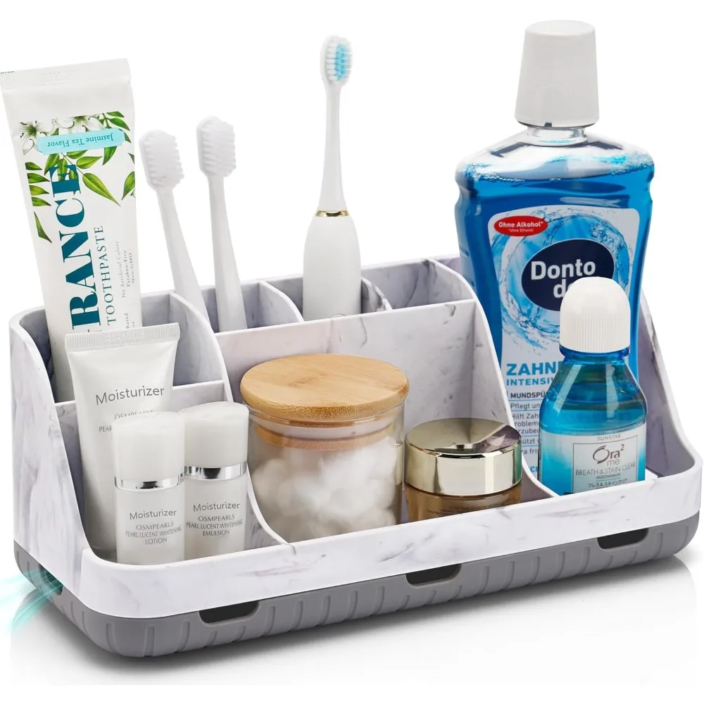 

Мраморный органайзер на столешницу для ванной комнаты — съемная детская электрическая зубная щетка с 7 слотами и держатель для зубной пасты, дренажный держатель для переменного тока в ванной комнате