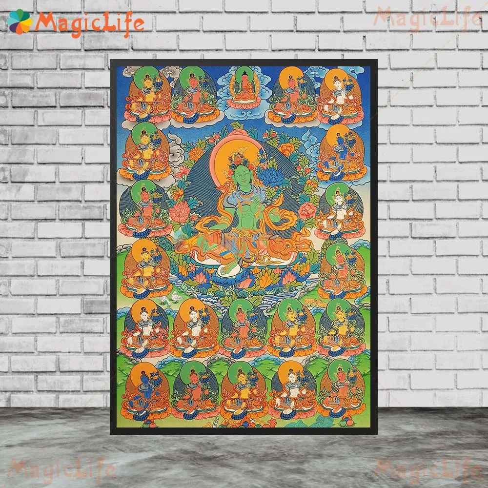 Green Tara Thangka Buddha Statue Religion Prints Posters Wall Pictures For Church Room Poster Wall Art Canvas Painting Unframed