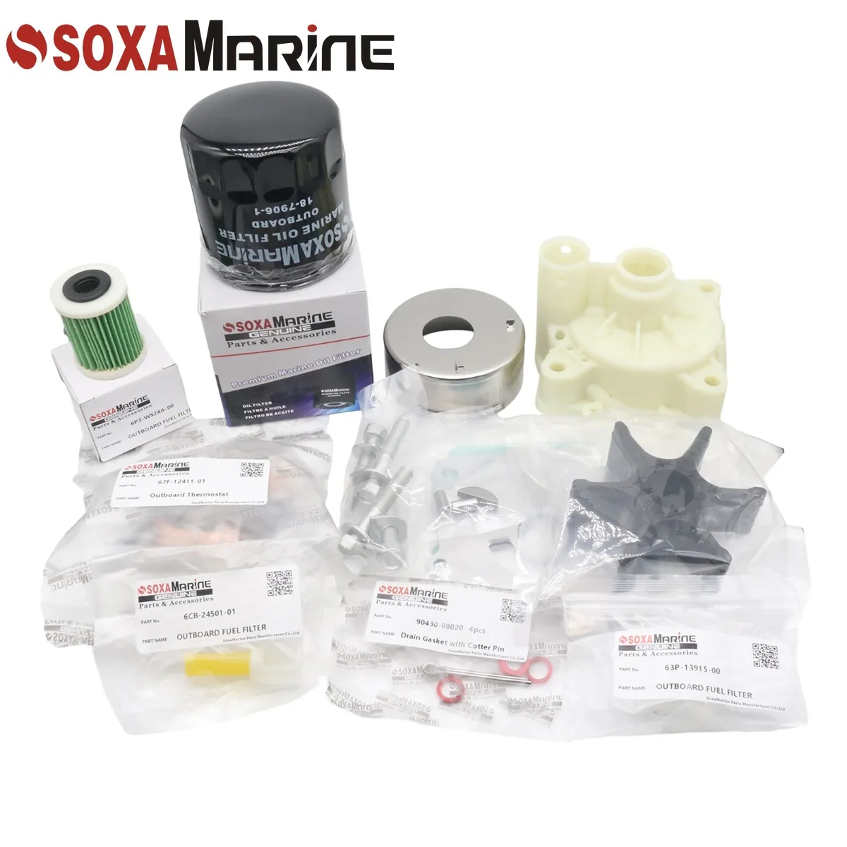 

Fit for Yamaha F200C F225B 100 Hours Maintenance Service Kit Marine Outboard Pump Rebuild with Thermostat Filter Gaske Motors