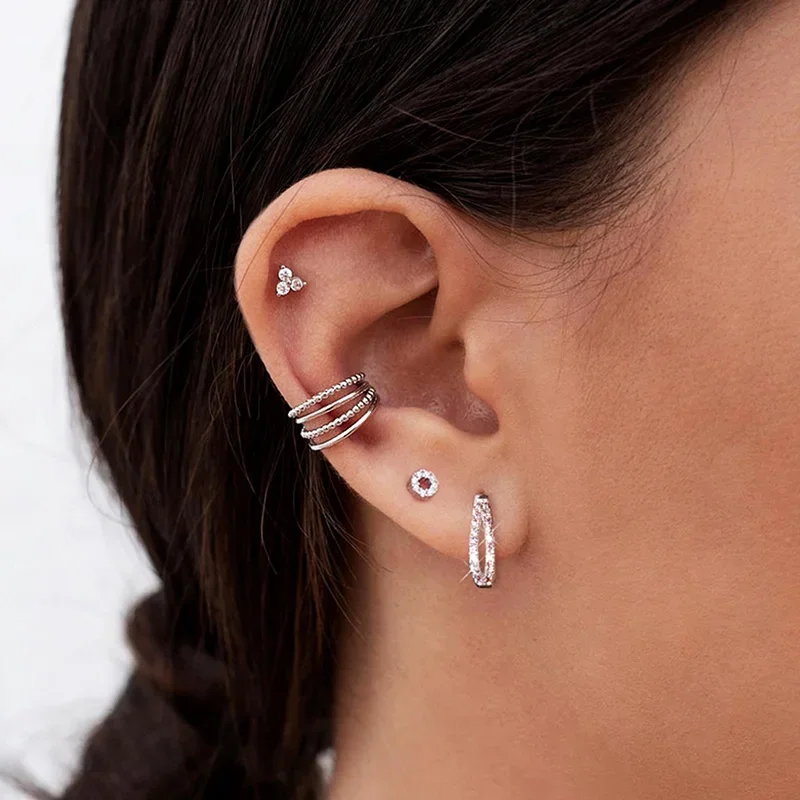 925 Sterling Silber Kubisches Zirkonia Huggie Creolen für Damen Hypoallergener Zarter Schmuck Geschenke für den Alltag – Detail 5