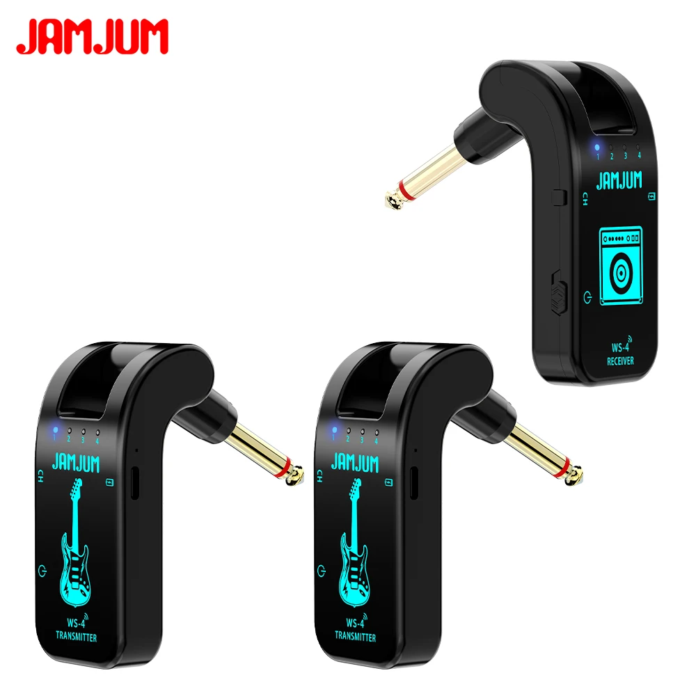 JAMJUM 2.4Ghz Wireless Guitar System 2 Transmitter 1 Receiver Universal Accessories for Electric Musical Instruments