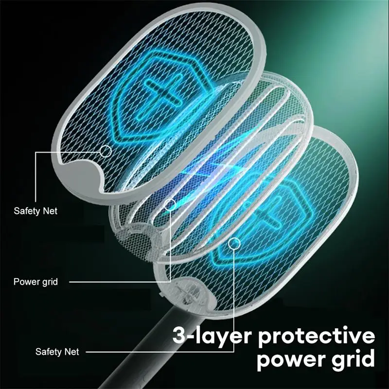 Foldable Electric Mosquito Killer USB Rechargeable Fly Swatter Trap Mosquito Racket Insect Killer with UV Light Bug Zapper New