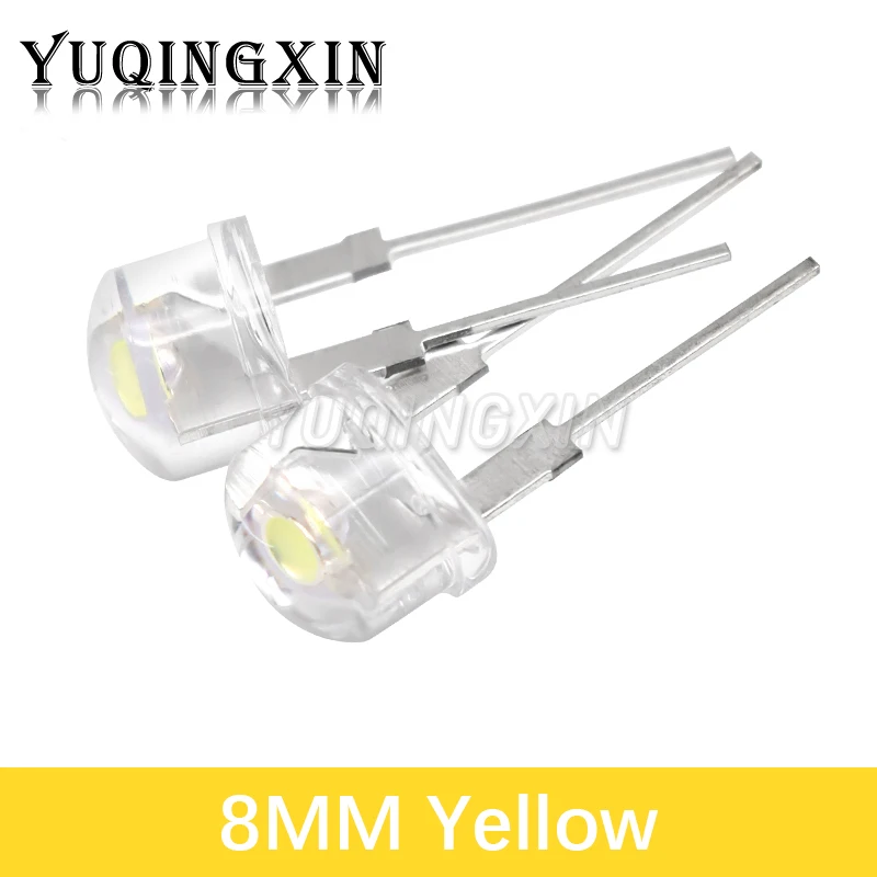 10 szt. F8 8MM biały niebieski zielony czerwony żółty LED Super jasny słomkowy kapelusz dioda elektroluminescencyjna podświetlony biały 0.5W astygmatyzm — zdjęcie 7