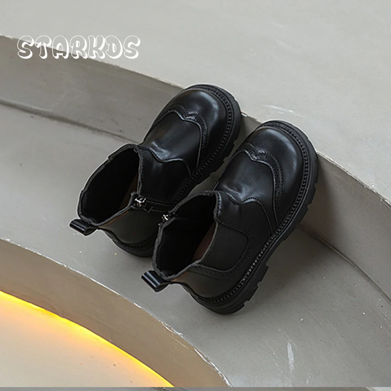 البروغ تشيلسي أحذية طفل فتاة الخريف النمط البريطاني سميكة وحيد البريدي الكاحل بوتاس طفل رضيع شتاء دافئ أفخم أحذية من الجلد #5