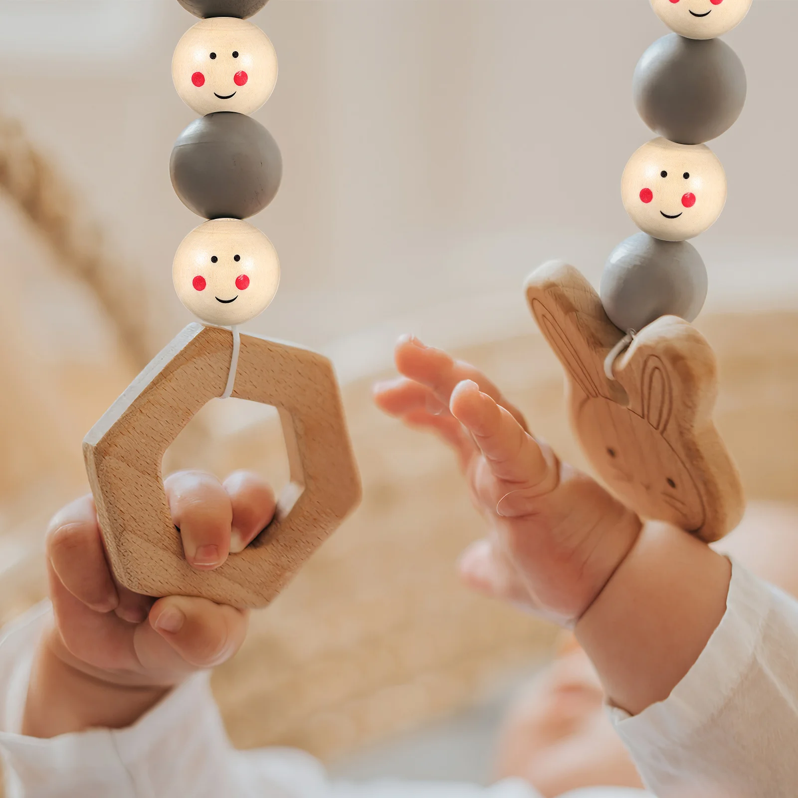 

Wooden Beads for Jewelry Making DIY Wood Spacer Loose Beads Craft Charm Pendant Decorative Face Bead Art Supplies