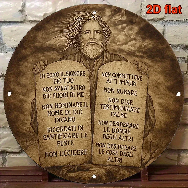 2D Flat Aluminum Moses 10 Commandments Rustic Italian Wall Art Waterproof Decor for Church Home