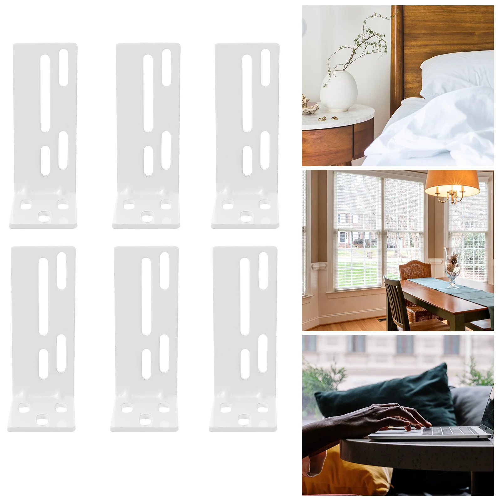 

6Pcs Curtain Installation Code Brackets Metal Sturdy Side Mount Support for Home Office Store Hotel Curtain Accessories