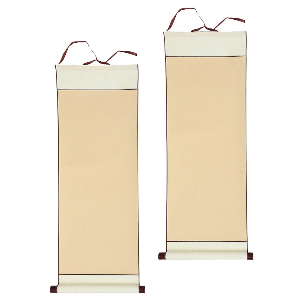 

2 Pcs Reel Calligraphy Supplies Blank Painting Scroll Scrolls Chinese Xuan Paper Writing Decorate Office