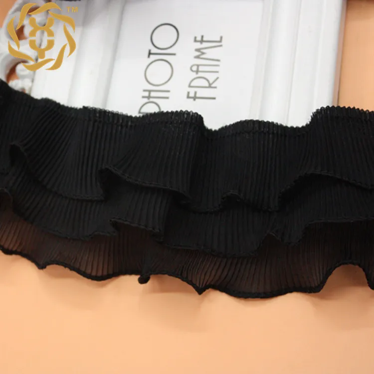 

Multi-Layer Chiffon Accordion Pleated Lace with Ruffle Edge and Ruffled Decoration Lace Collar Cuffs Cake Skirt Ruffle Lace