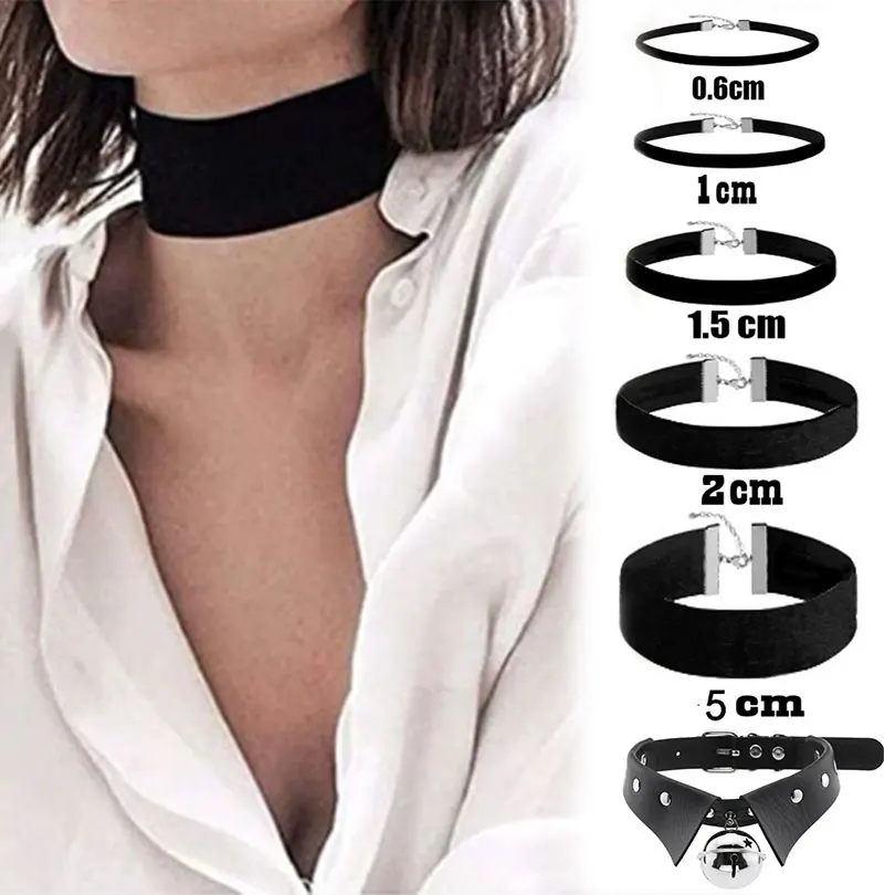 1Pc Korean Styles Punk Goth Black Velvet Clavicle Chain Choker Necklaces Women Neck Decoration Sexy Girl Party Collares Jewelry