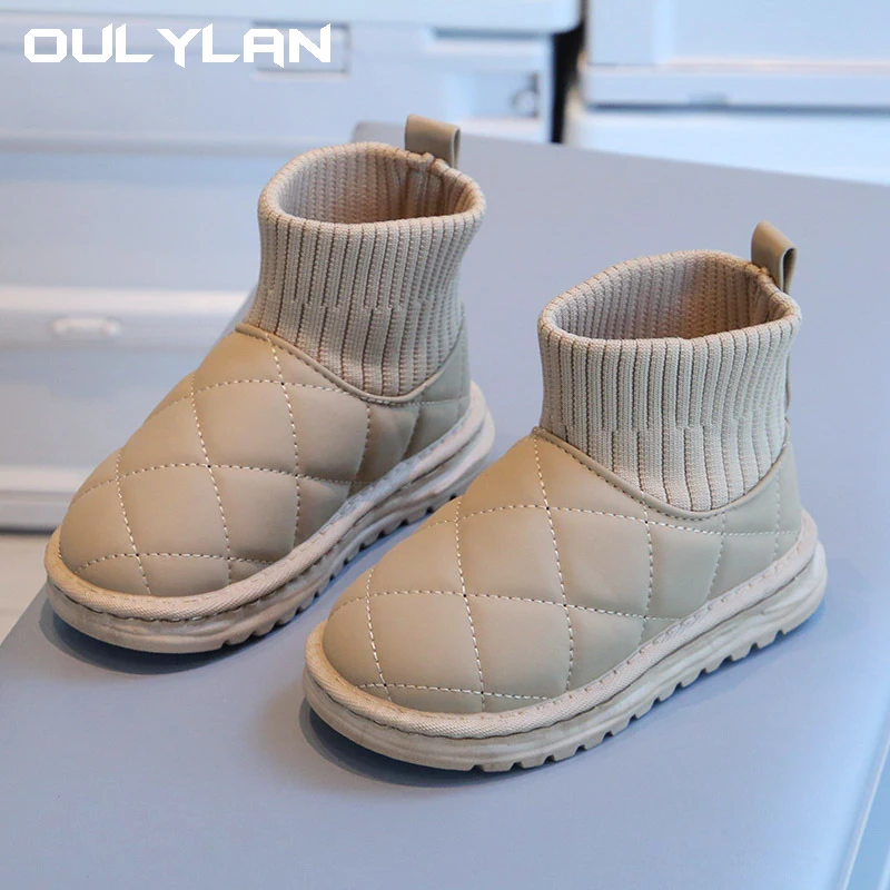 2024 new winter children's warm shoes Boys girls short snow boots Thick velvet cotton boots outdoor sports shoes for children