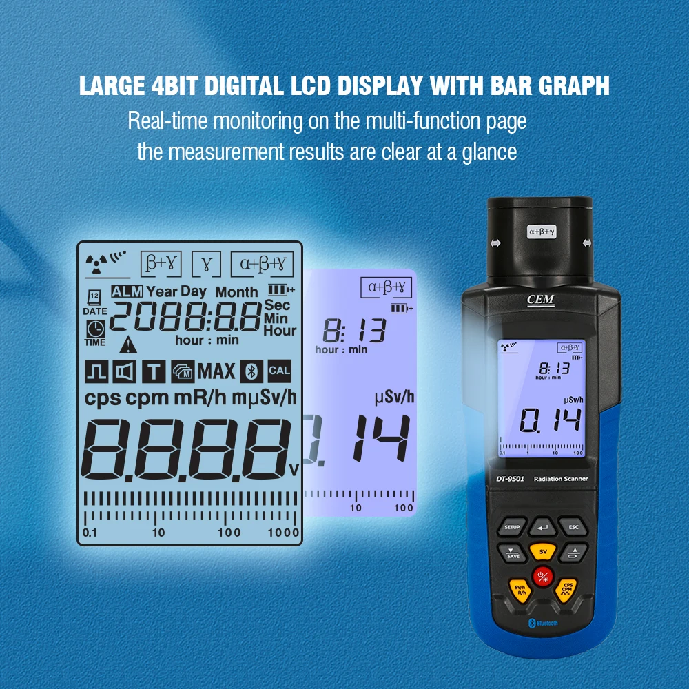 Contatore CEM DT-9501 Geiger rilevatore di radiazioni nucleari dosimetro Tester di radiazione a raggi X rilevatore di marmo