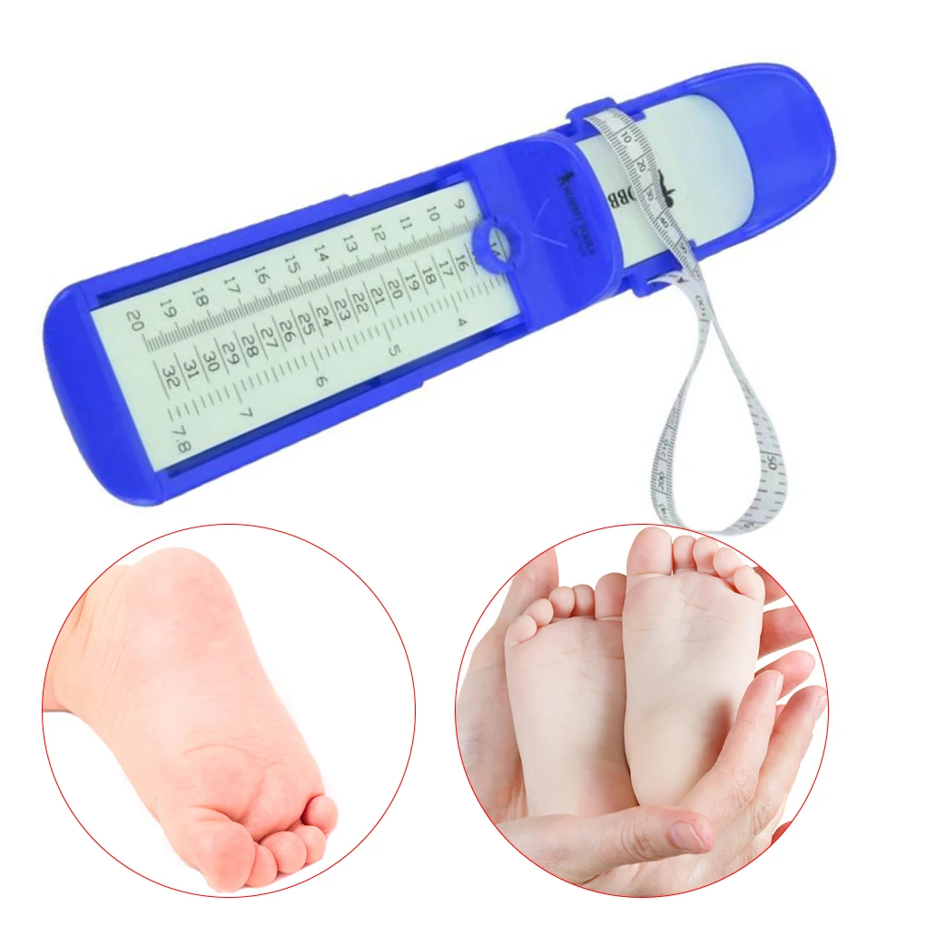 0-20cm Children Shoe Size Ruler Kids Foot Adjustable Plastic Measuring Gauge Tool Shoe Sizer, Blue