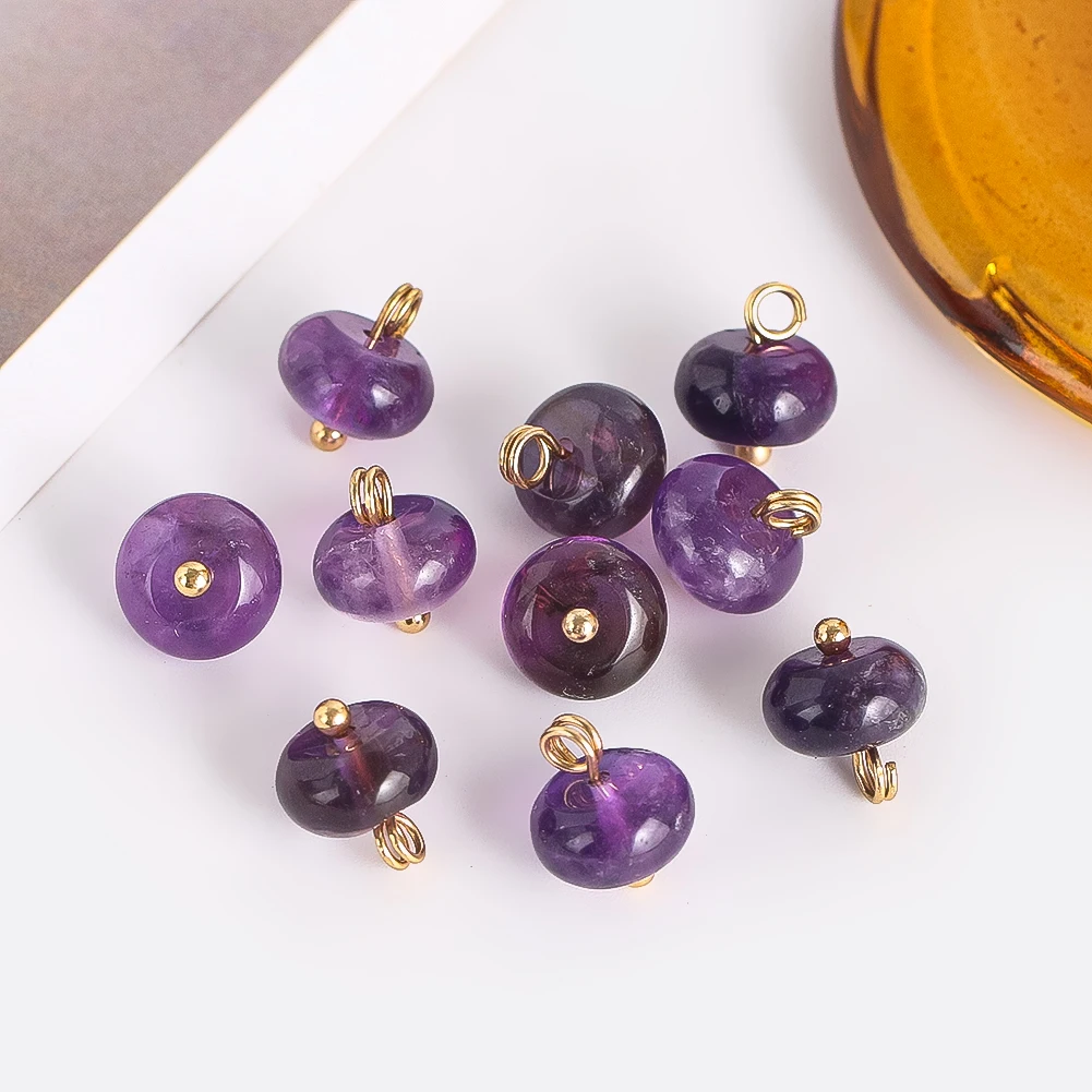 

5PCS Natural Amethyst Button for Qipao Cardigan Sweater Clothing Sewing Buttons DIY Jewellery Making Pendant Crystal Decoration