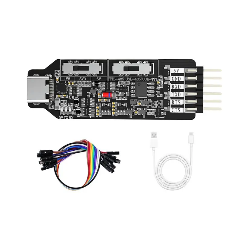 

Модуль USB-портативного последовательного интерфейса AT82-CH340 3-в-1: USB-TTL/USB-RS485, преобразователь TTL-RS485, коммуникационный адаптер с кабелем Type-C для подключения