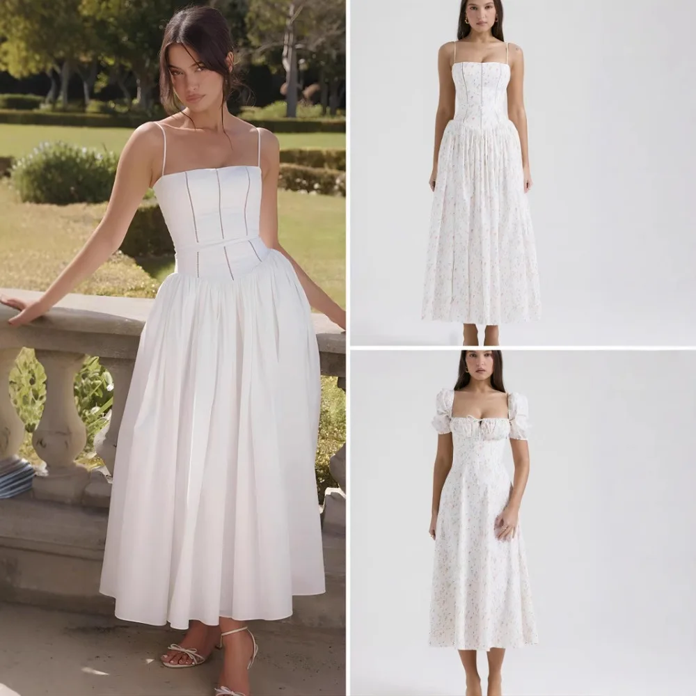 

Сказочный темперамент, модное и высококачественное французское платье на подтяжках в нежном стиле, тонкое и платье на подтяжках с цветочным принтом