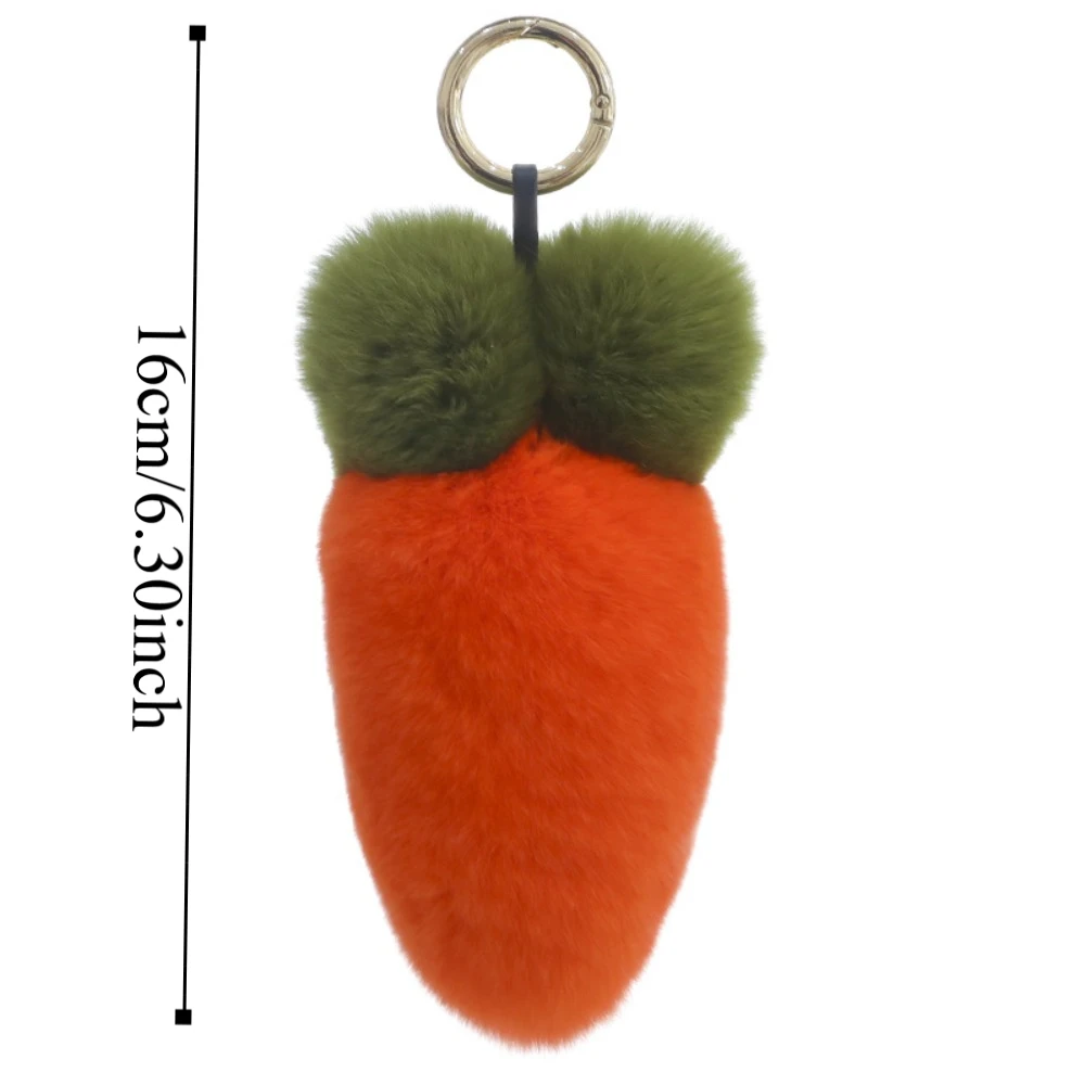 Fashion Cute Fruit Plush Carrot Key Ring Decoration Ornaments Rabbit Fur Keychain Bag Charm Kawaii Fluffy Ball Pendant Backpack