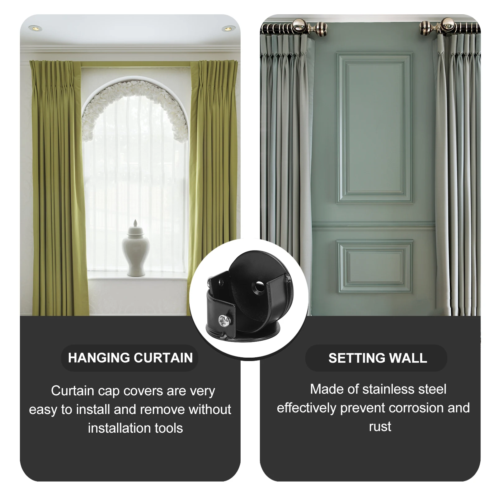 

2pcs 28mm Tube Diameter Curtain Rod Accessories Heavy Duty Wall Brackets Side Mounts Alloy Practical Install Compact