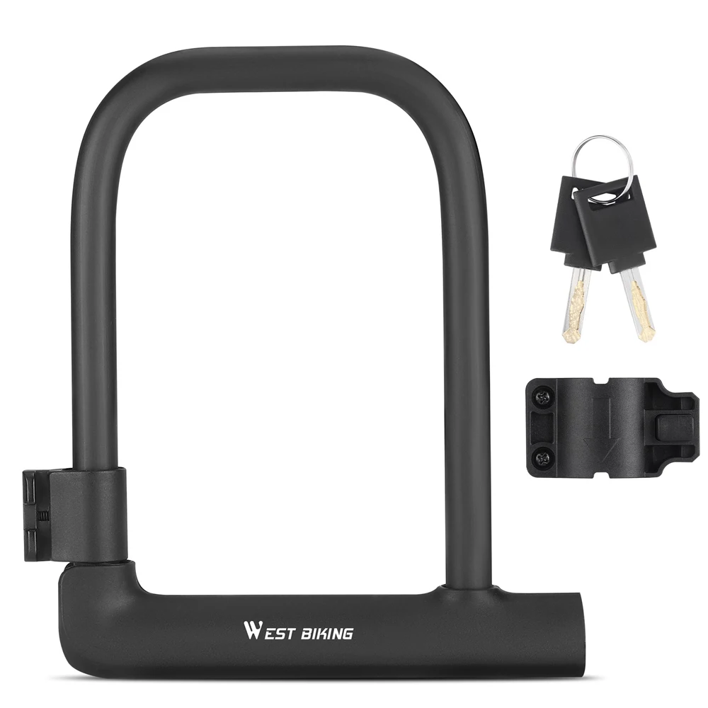 AliExpress WEST BIKING Bike Lock U-Lock Heavy Duty Bicycle Motorcycle Anti-Theft Lock with 2 Keys & Lock Holder