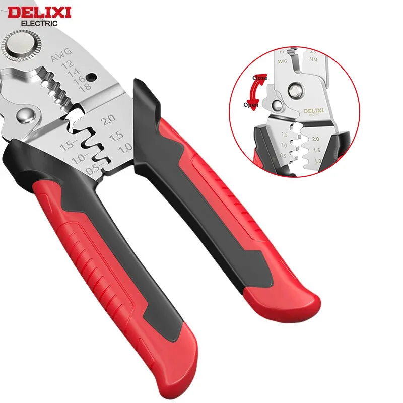 DELIXI ELECTRIC Wire Stripper,Hard stainless steel pliers headDurable Cable Cutter Stripping ToolCrimpingPliers,for Electricians